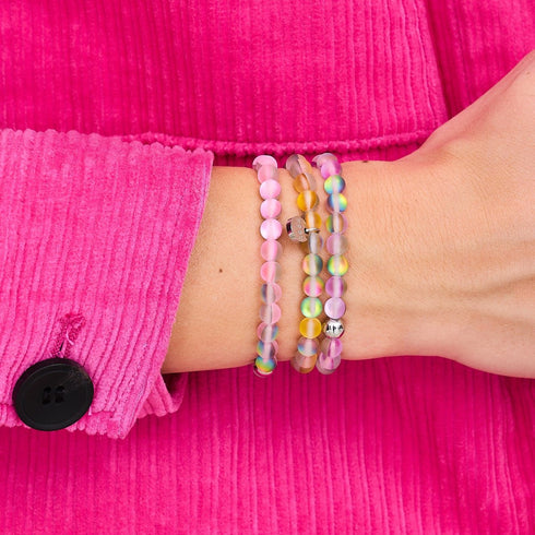 Licorne Rose | Argent | Bracelet de perles de verre sirène