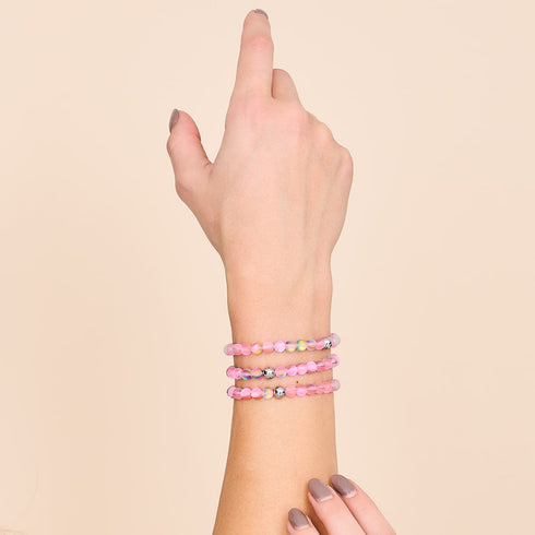 Licorne Rose | Argent | Bracelet de perles de verre sirène
