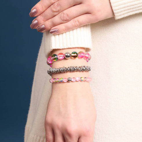 Licorne Rose | Argent | Bracelet de perles de verre sirène