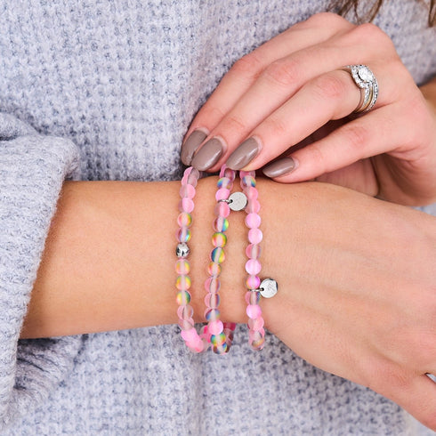 Licorne Rose | Argent | Bracelet de perles de verre sirène