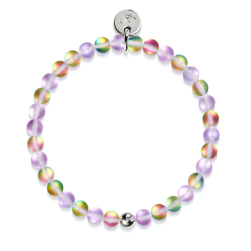 Licorne Violet | Argent | Bracelet de perles de verre sirène