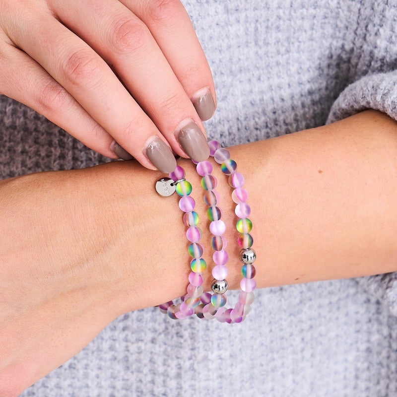Licorne Violet | Argent | Bracelet de perles de verre sirène