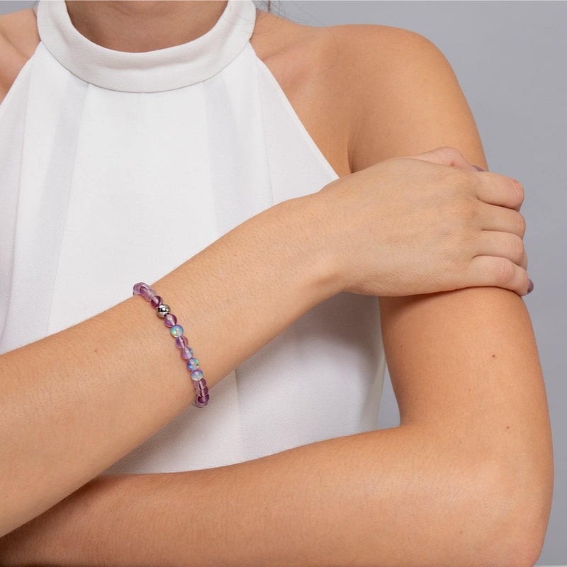 Violette | Argent | Bracelet de perles de verre sirène