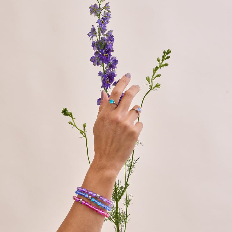 Violette | Argent | Bracelet de perles de verre sirène