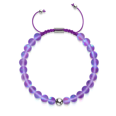 Violette | Argent | Bracelet de perles de macramé en verre de sirène