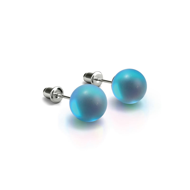 Aigue-marine | Argent sterling .925 | Boucles d'Oreilles Sirène Verre