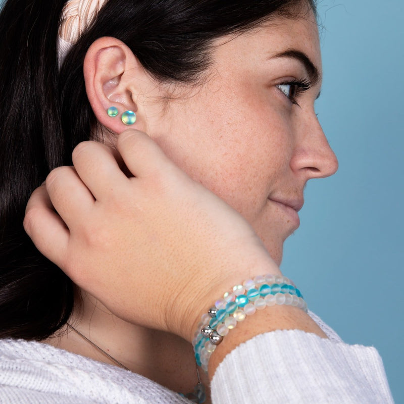 Aigue-marine | Argent sterling .925 | Boucles d'Oreilles Sirène Verre