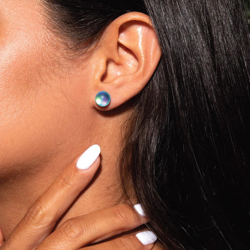 Aigue-marine | Argent sterling .925 | Boucles d'Oreilles Sirène Verre