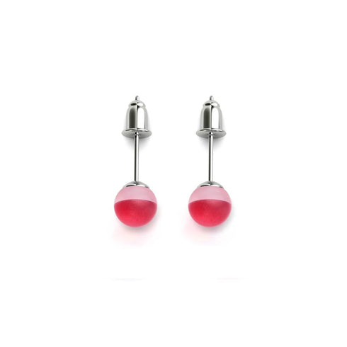 Vermillon foncé | Argent sterling .925 | Mini Boucles D'Oreilles Sirène En Verre