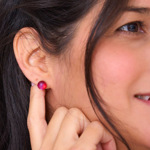 Vermillon foncé | Argent sterling .925 | Boucles d'Oreilles Sirène Verre