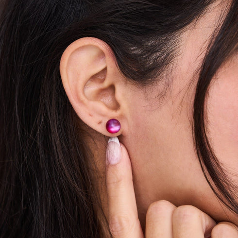 Vermillon foncé | Argent sterling .925 | Boucles d'Oreilles Sirène Verre