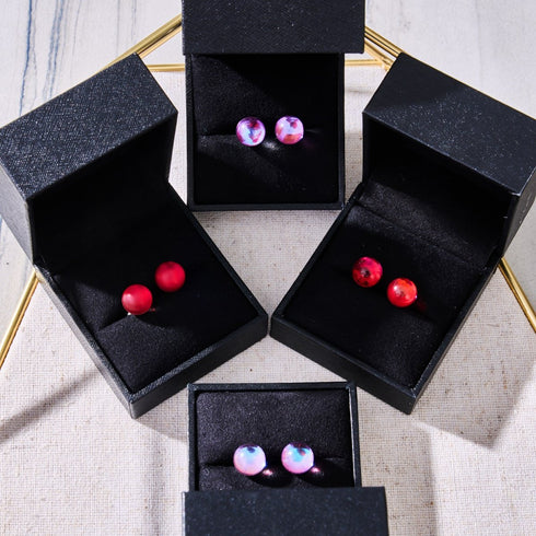 Vermillon foncé | Argent sterling .925 | Boucles d'Oreilles Sirène Verre