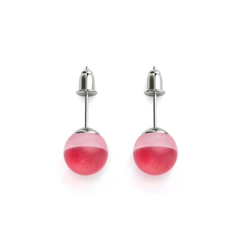 Vermillon foncé | Argent sterling .925 | Boucles d'Oreilles Sirène Verre