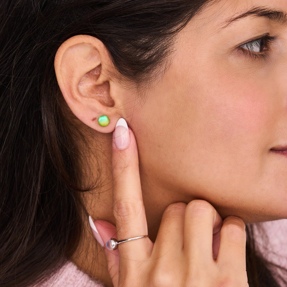 Émeraude | Argent sterling .925 | Mini Boucles D'Oreilles Sirène En Verre