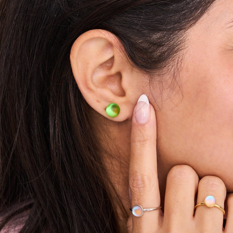 Émeraude | Argent sterling .925 | Boucles d'Oreilles Sirène Verre