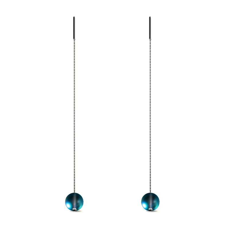 Gris | Argent sterling .925 | Boucles d'oreilles pendantes en forme de goutte de chaîne de verre de sirène