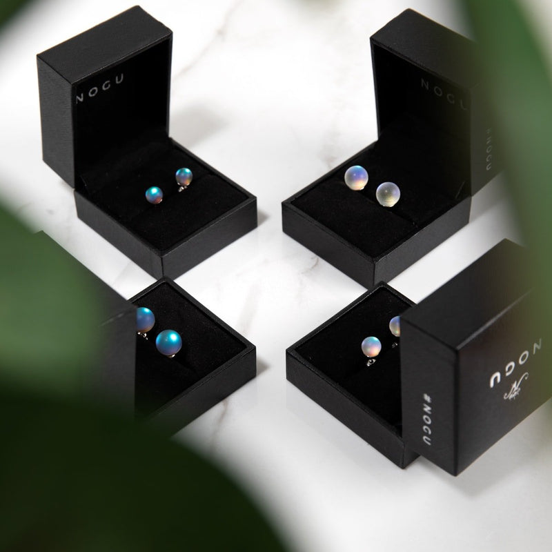 Gris | Argent sterling .925 | Mini Boucles D'Oreilles Sirène En Verre