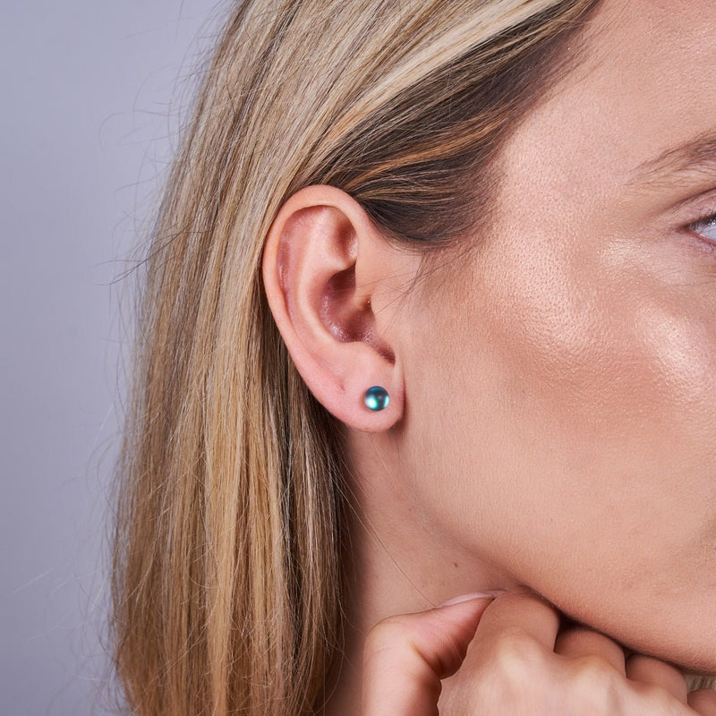 Gris | Argent sterling .925 | Mini Boucles D'Oreilles Sirène En Verre