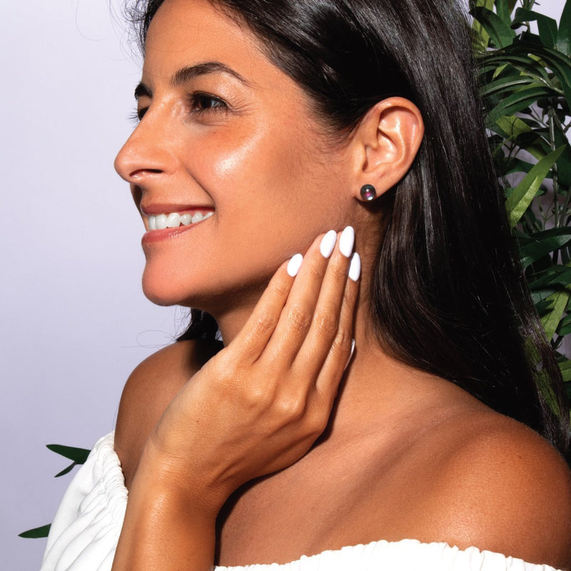 Gris | Argent sterling .925 | Boucles d'Oreilles Sirène Verre