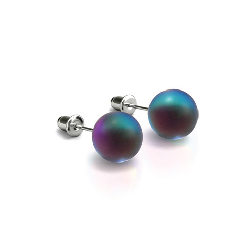 Gris | Argent sterling .925 | Boucles d'Oreilles Sirène Verre
