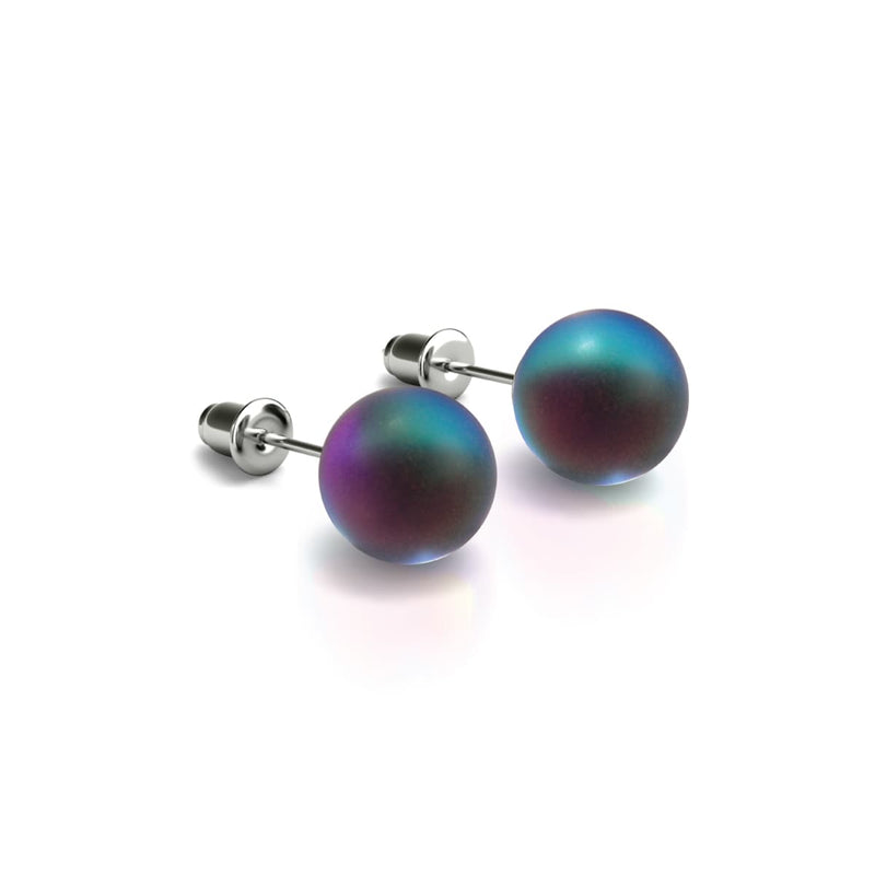 Gris | Argent sterling .925 | Boucles d'Oreilles Sirène Verre