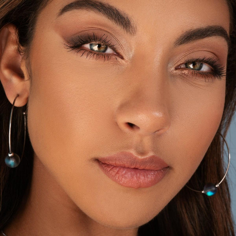 Gris | Argent | Boucles d'oreilles créoles en verre sirène