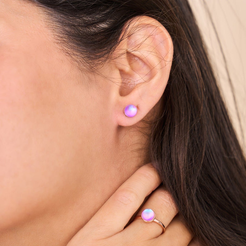 lavande | Argent sterling .925 | Mini Boucles D'Oreilles Sirène En Verre