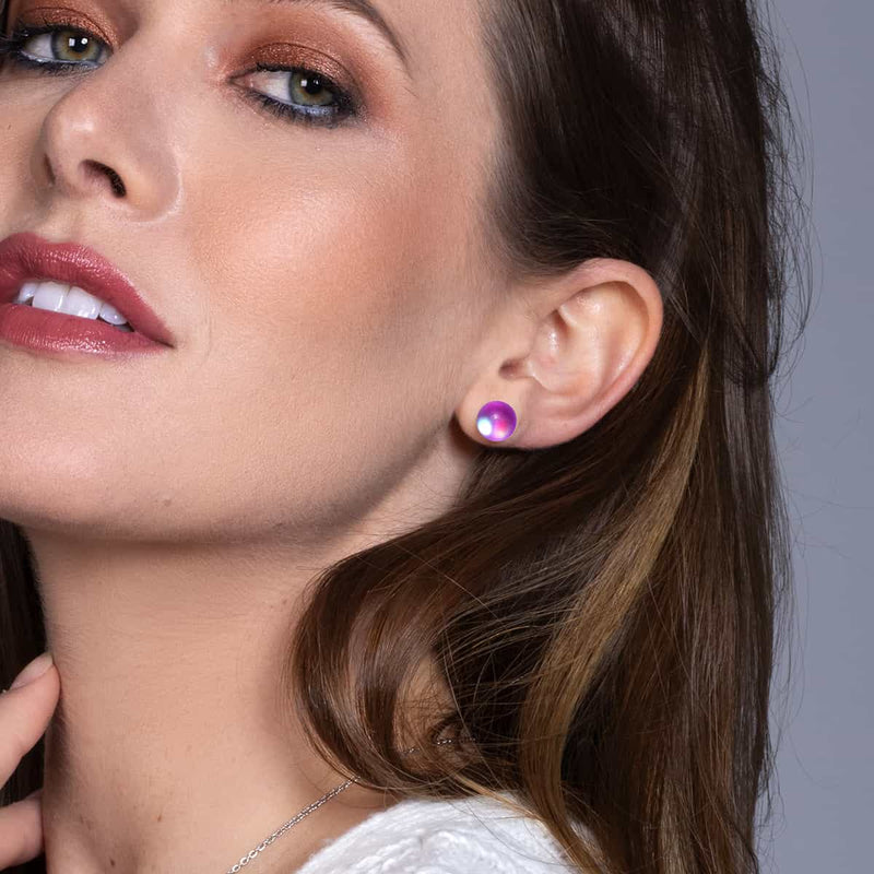 lavande | Argent sterling .925 | Boucles d'Oreilles Sirène Verre