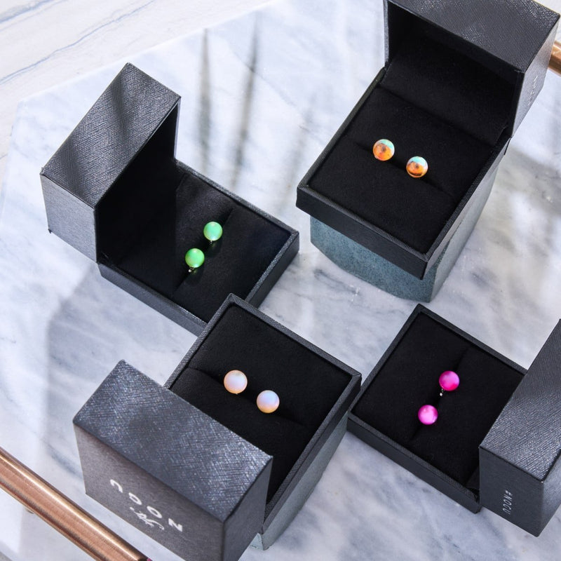 Magenta | Argent sterling .925 | Mini Boucles D'Oreilles Sirène En Verre