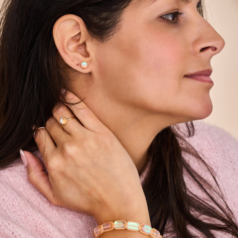 Pêche | Argent sterling .925 | Mini Boucles D'Oreilles Sirène En Verre