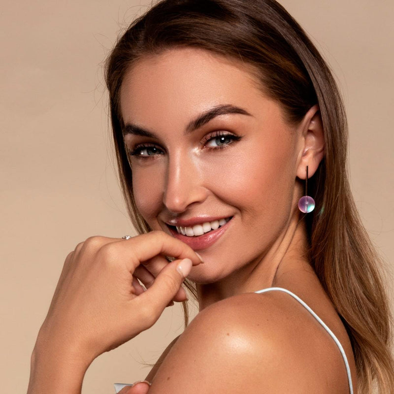 Pink | .925 Sterling Silver | Mermaid Glass Drop Earrings