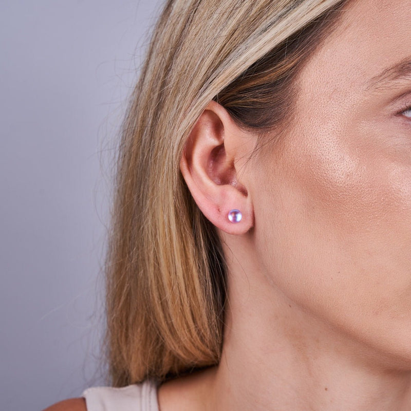 Rose | Argent sterling .925 | Mini Boucles D'Oreilles Sirène En Verre