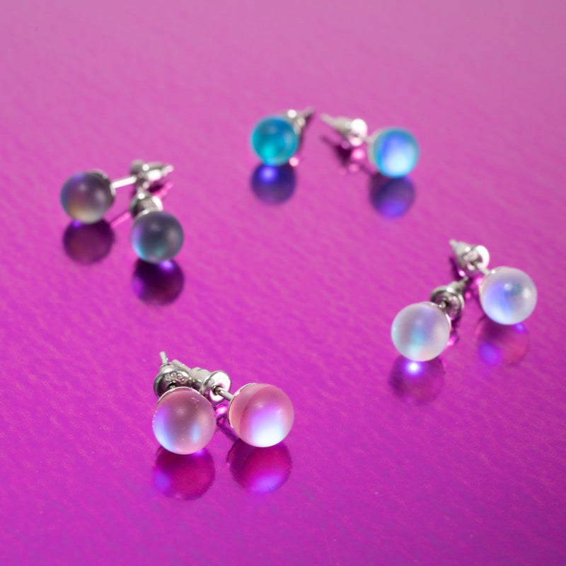 Rose | Argent sterling .925 | Mini Boucles D'Oreilles Sirène En Verre