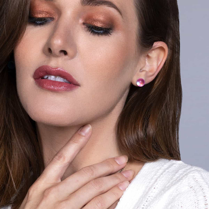 Rose | Argent sterling .925 | Boucles d'Oreilles Sirène Verre