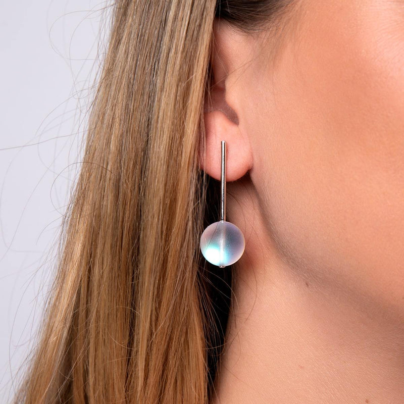 Arc-en-ciel blanc | Argent sterling .925 | Pendants d'oreilles en verre de sirène