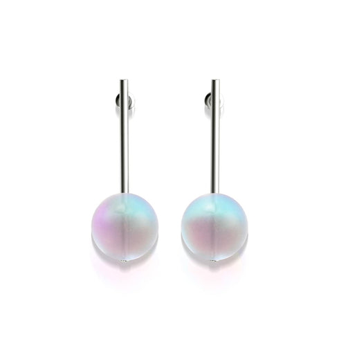 Arc-en-ciel blanc | Argent sterling .925 | Pendants d'oreilles en verre de sirène