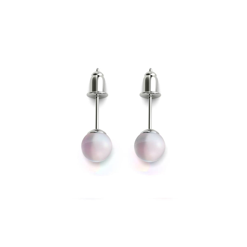 Arc-en-ciel Blanc | Argent sterling .925 | Mini Boucles D'Oreilles Sirène En Verre