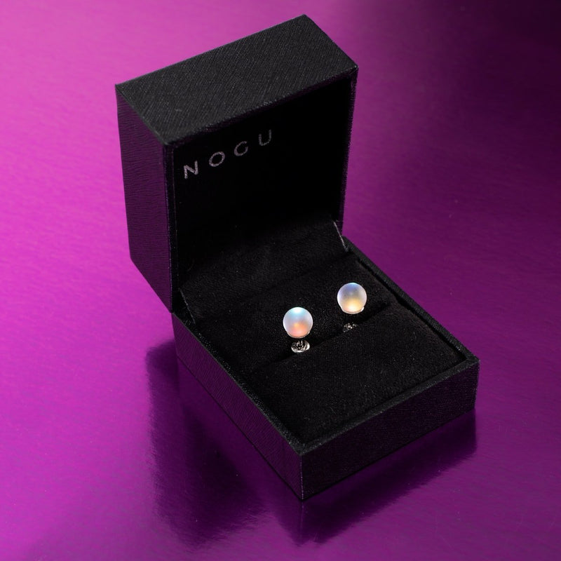 Arc-en-ciel Blanc | Argent sterling .925 | Mini Boucles D'Oreilles Sirène En Verre