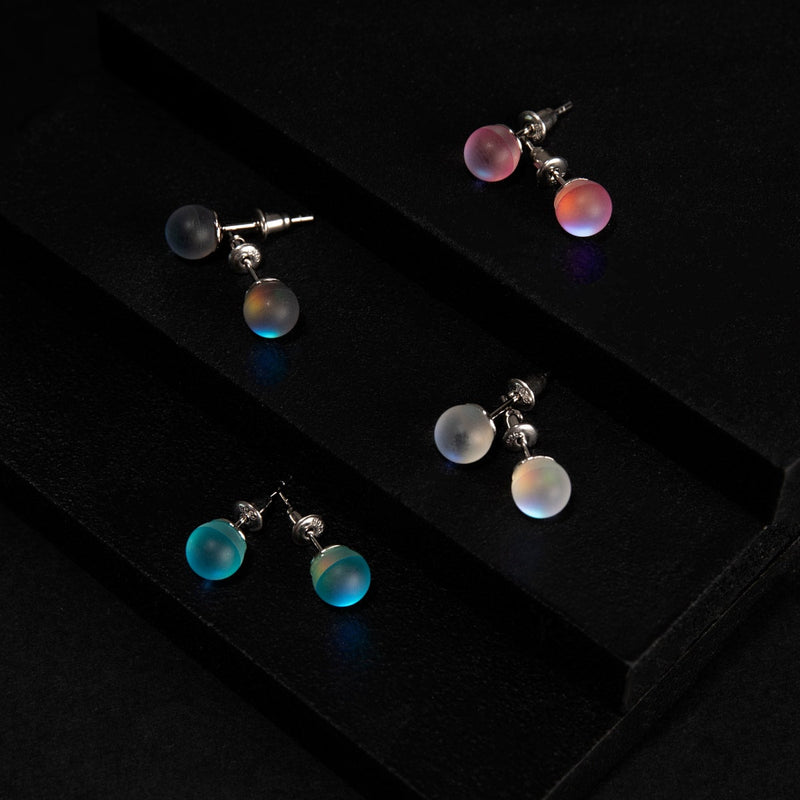 Arc-en-ciel Blanc | Argent sterling .925 | Mini Boucles D'Oreilles Sirène En Verre
