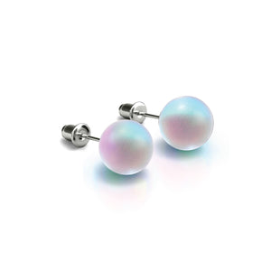 Arc-en-ciel Blanc | Argent sterling .925 | Boucles d'Oreilles Sirène Verre