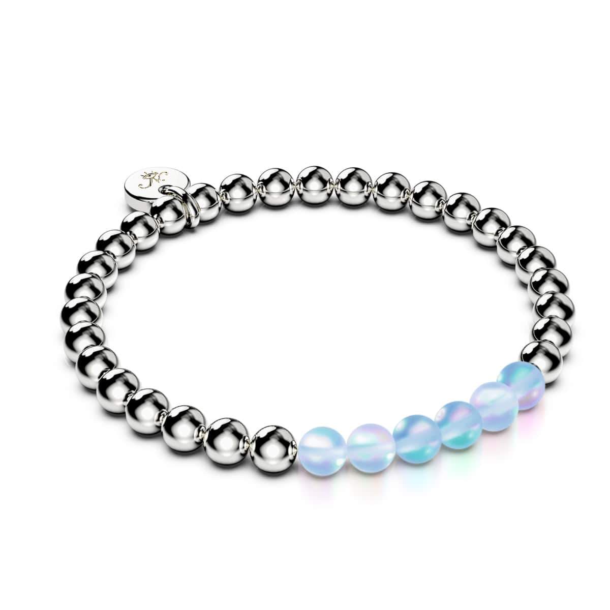 Aigue-marine | Argent | Bracelet d'expression en verre de sirène