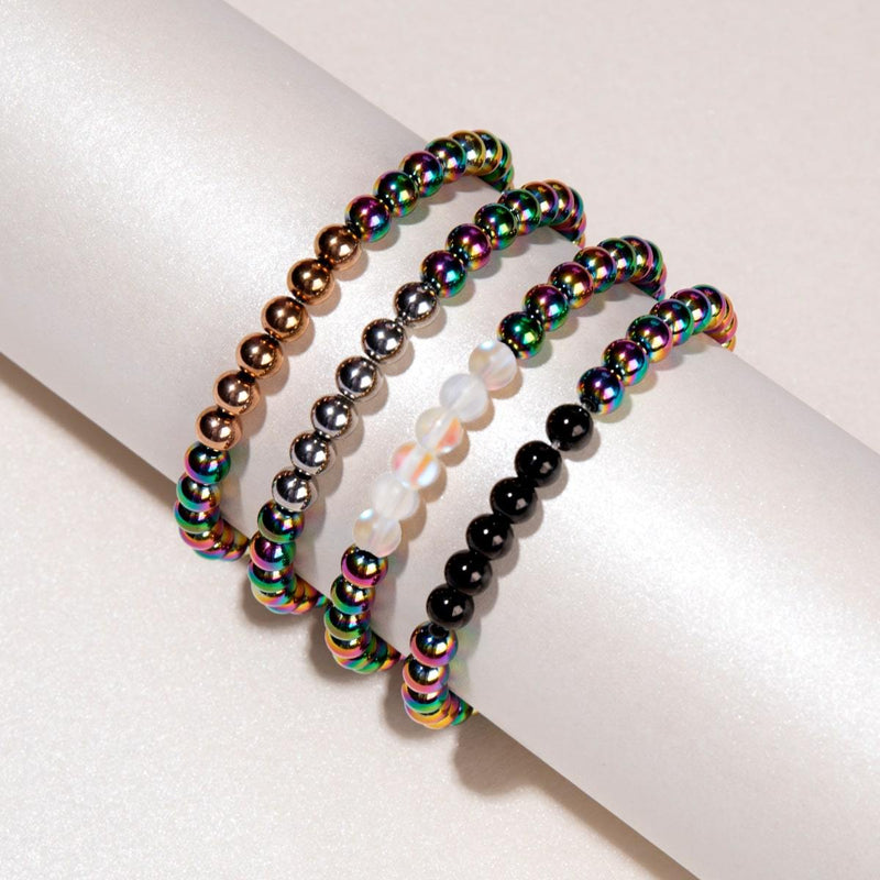 Arc-en-ciel Blanc | Licorne Argent | Bracelet d'expression en verre de sirène