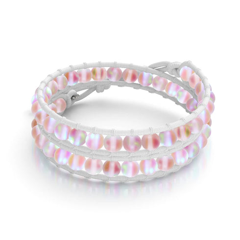 Pêche | Verre Sirène | Bracelet Wrap Lin Blanc