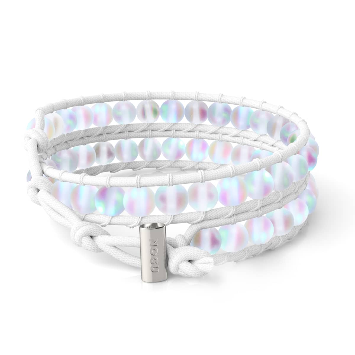 Arc-en-ciel Blanc | Verre Sirène | Bracelet Wrap Lin Blanc