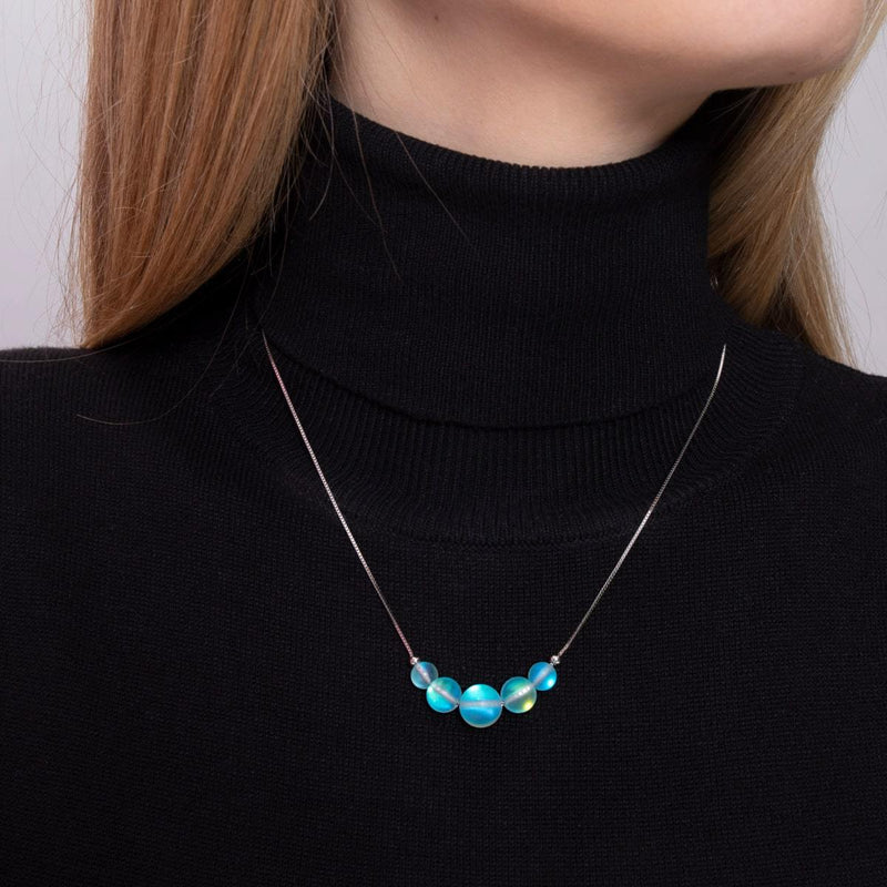 Aquamarine | .925 Sterling Silver | Mermaid Glass Infinity Clasp Necklace