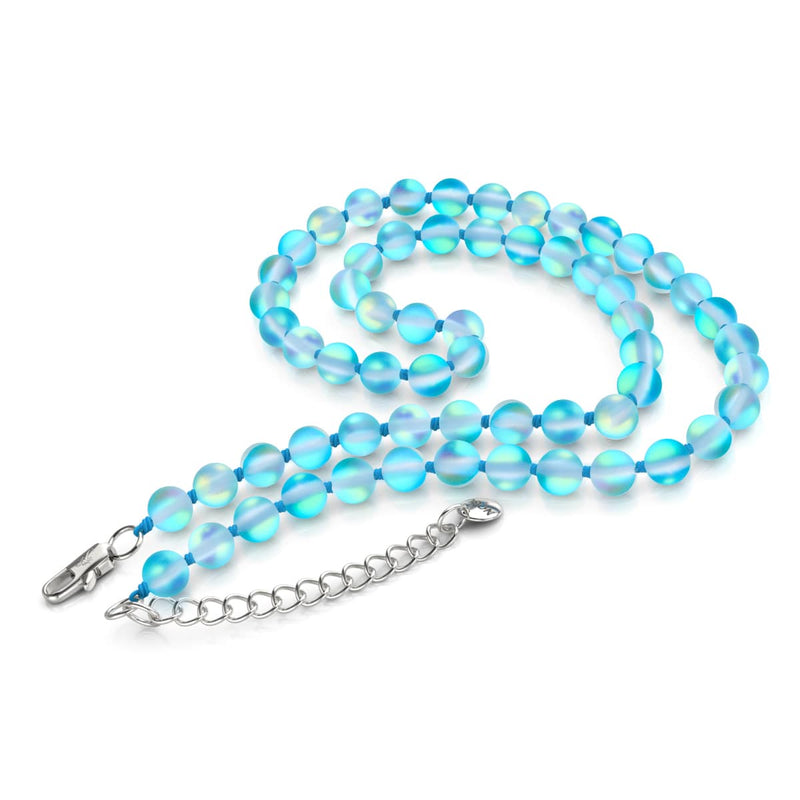 Aigue-marine | Argent | Collier noué en verre sirène