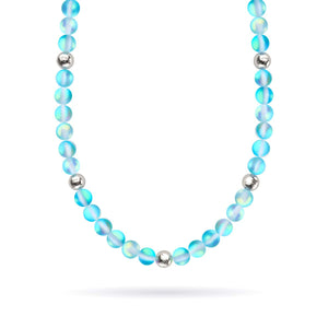 Aquamarine | Silver | Mermaid Glass Statement Necklace