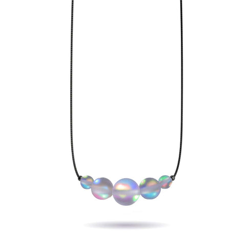 Gris | .925 argent sterling bronze à canon | Collier fermoir infini verre sirène