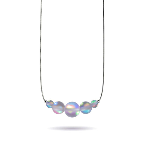 Gris | Argent sterling .925 | Collier fermoir infini verre sirène