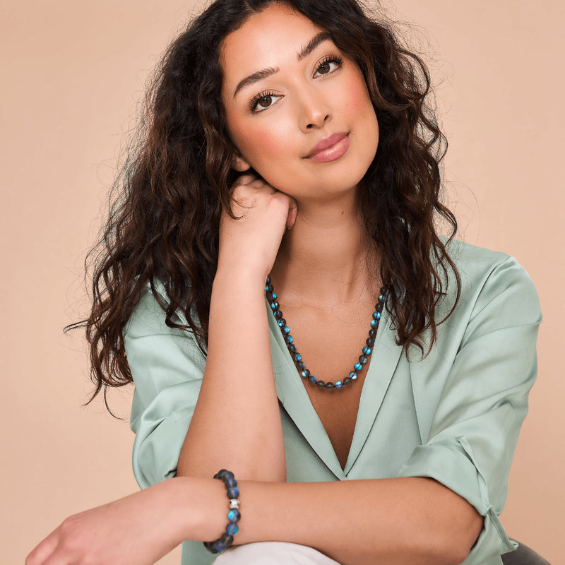 Grey | Silver | Mermaid Glass Knotted Necklace